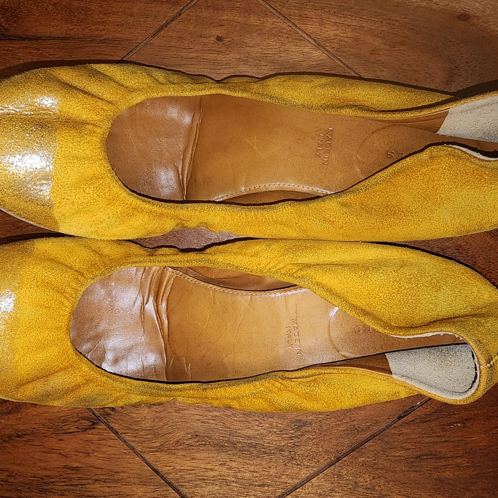 Anthropologie Mustard Yellow Leather Flats